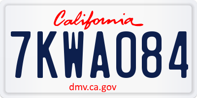 CA license plate 7KWA084