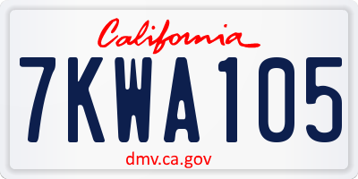 CA license plate 7KWA105