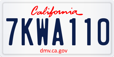 CA license plate 7KWA110