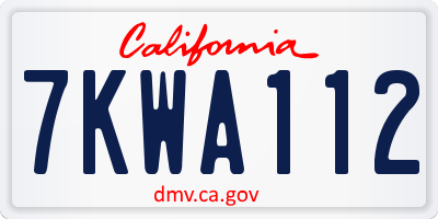CA license plate 7KWA112