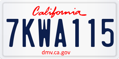 CA license plate 7KWA115