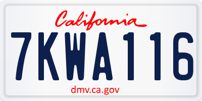 CA license plate 7KWA116