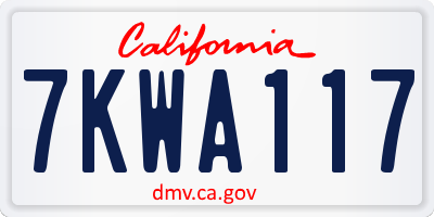 CA license plate 7KWA117