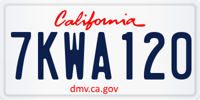 CA license plate 7KWA120