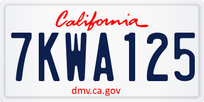 CA license plate 7KWA125