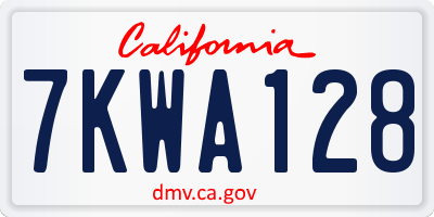 CA license plate 7KWA128