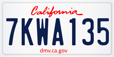 CA license plate 7KWA135