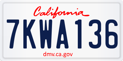 CA license plate 7KWA136