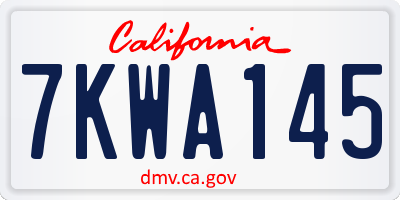 CA license plate 7KWA145