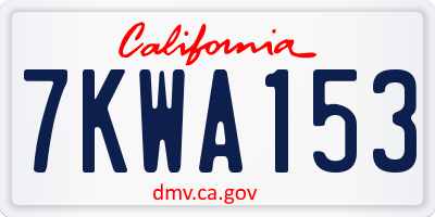 CA license plate 7KWA153