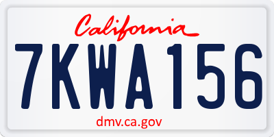 CA license plate 7KWA156