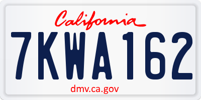 CA license plate 7KWA162