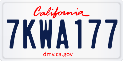 CA license plate 7KWA177