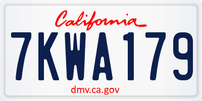 CA license plate 7KWA179