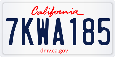 CA license plate 7KWA185