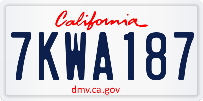 CA license plate 7KWA187
