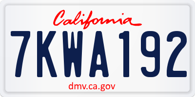 CA license plate 7KWA192