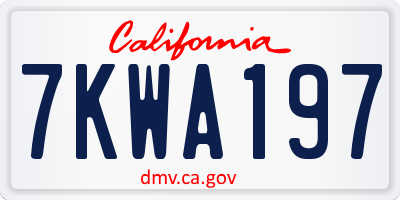 CA license plate 7KWA197