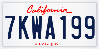 CA license plate 7KWA199