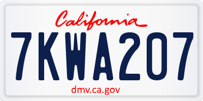 CA license plate 7KWA207