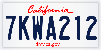 CA license plate 7KWA212