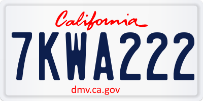 CA license plate 7KWA222