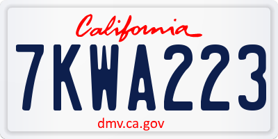 CA license plate 7KWA223