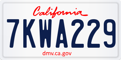 CA license plate 7KWA229