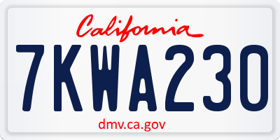 CA license plate 7KWA230