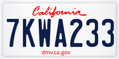 CA license plate 7KWA233