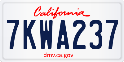 CA license plate 7KWA237