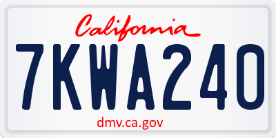 CA license plate 7KWA240