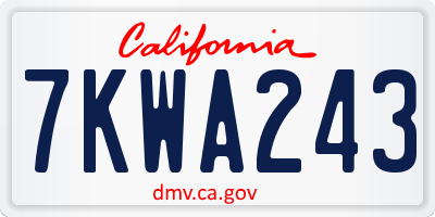 CA license plate 7KWA243