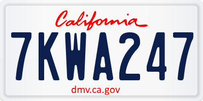 CA license plate 7KWA247