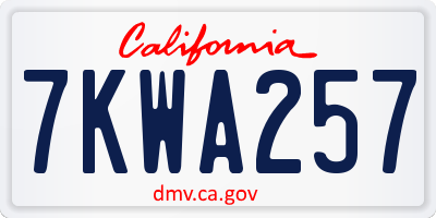 CA license plate 7KWA257