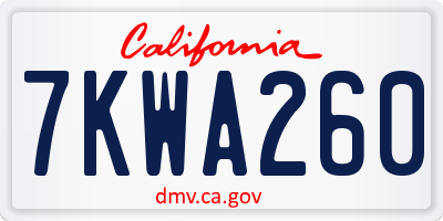CA license plate 7KWA260