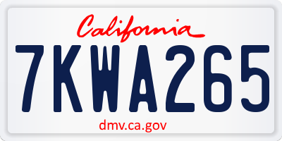 CA license plate 7KWA265