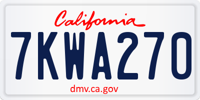 CA license plate 7KWA270