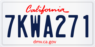 CA license plate 7KWA271