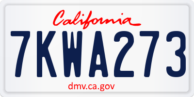 CA license plate 7KWA273