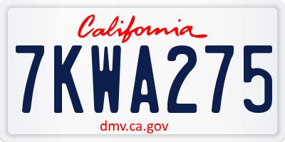 CA license plate 7KWA275