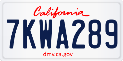 CA license plate 7KWA289