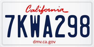 CA license plate 7KWA298
