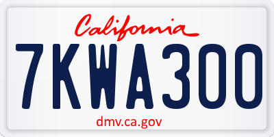 CA license plate 7KWA300