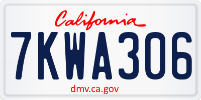 CA license plate 7KWA306
