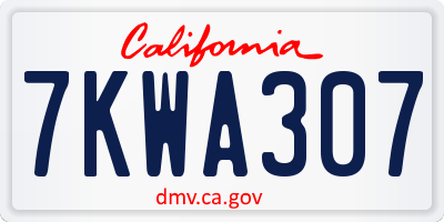 CA license plate 7KWA307