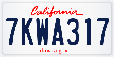 CA license plate 7KWA317