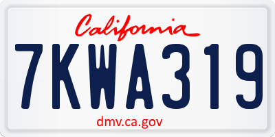 CA license plate 7KWA319