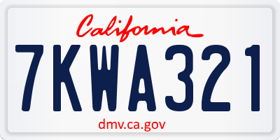 CA license plate 7KWA321