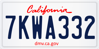 CA license plate 7KWA332